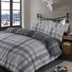 Dreamscene Boston Brushed Cotton Check Tartan Duvet Cover Bedding Set - Grey - King