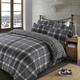 Dreamscene Aspen Brushed Cotton Check Tartan Duvet Cover Bedding Set - Grey - Double