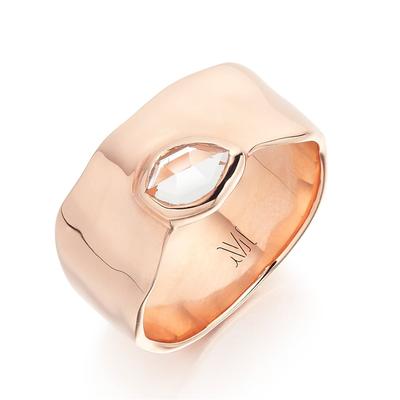 Siren White Topaz Wide Band, Rose Gold Vermeil on Silver