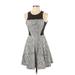 Parker Casual Dress - Mini Crew Neck Sleeveless: Silver Color Block Dresses - Women's Size X-Small