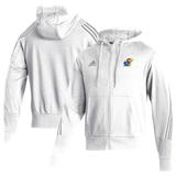 Men's adidas White Kansas Jayhawks Sideline Fashion Full-Zip Pullover Hoodie