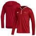 Men's adidas Cardinal Louisiana Ragin' Cajuns Sideline Team Issued Hooded Quarter-Zip Long Sleeve T-Shirt