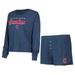 Women's Concepts Sport Navy Cleveland Guardians Meter Knit Long Sleeve T-Shirt & Shorts Set