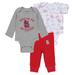 Newborn & Infant WEAR by Erin Andrews Gray/White/Red St. Louis Cardinals Three-Piece Turn Me Around Bodysuits Pants Set