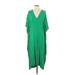 The Drop Casual Dress - Midi V Neck Short sleeves: Green Print Dresses - Women's Size Small