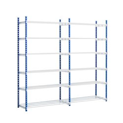 PROREGAL Fachbodenregal MAXIMUS | Grundregal | HxBxT 200x100x40cm | 7 Ebenen | offener Fachboden | Fachlast 136kg | Lichtblau/Lichtgrau Image
