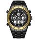 TRENDSTAR Golden Hour Luxury Military Sports Men's Watches Large Size Big Face 3ATM Waterproof, Stopwatch, Date & Time, Alarm, Digital Analog Wrist Watch with Silicone Band - Gold Black, Gold Black,