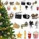 60 Pcs Christmas Movie Night Party Supplies Hanging Wood Movie Ornament with Ribbons Movie Night Decorations Theater Movie Party Decorations Movie Theme Party Supplies for Xmas Tree Home Mantel Decor