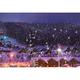 Aoihrraan 3x2,5m Fairy Tale Town Backdrop Christmas Village Forest Snowing Shining Road Lamp Winter Wonderland Photography Background Children Family Festival Party Video Shoots Photo Studio Props