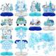ZCPTZ Winter Snowflake Honeycomb Centerpieces - 12pcs Blue Snowflake Honeycomb Table Decorations and 300pcs Snowflake Confetti for Christmas Holiday Winter Birthday Baby Shower Party Supplies