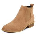 Dernolsea Chelsea Boots Women, Faux Suede Leather Western Low Heel Zip Up Ladies Ankle Boots Suede Beige Size 8