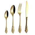 Flatware Sets 24pcs Dinnerware Set Gold Cutlery Fork Stainless Steel Spoon Royal Cutlery Forks Knives Spoons Kitchen Spoon Tableware (Gold 6 Set) (Silver 6 Set) (Gold)