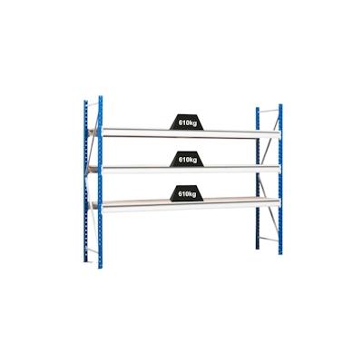 PROREGAL Weitspannregal MAXIMUS Pro | Grundregal | HxBxT 200x225x50cm | 3 Ebenen | Spanplatten-Fachboden | Fachlast 610kg | Lichtblau/Lichtgrau Image