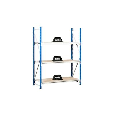 PROREGAL Weitspannregal MAXIMUS | Grundregal | HxBxT 200x225x50cm | 6 Ebenen | Spanplatten-Fachboden | Fachlast 375kg | Lichtblau/Lichtgrau Image