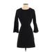 Lulus Casual Dress - Mini Crew Neck 3/4 sleeves: Black Solid Dresses - Women's Size Small