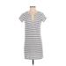 Vineyard Vines Casual Dress - Mini V-Neck Short sleeves: White Stripes Dresses - Women's Size 2X-Small