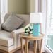 Ebern Designs Damond Lalia Home Lexington 21" Leather Base Table Lamp w/ White Rectangular Linen Shade Manufactured Wood/Fabric in Blue | Wayfair