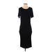 Venus Casual Dress - Midi Scoop Neck Short sleeves: Black Print Dresses - Women's Size Medium