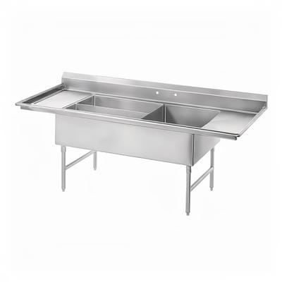 Advance Tabco 18-K5-56 91" 3 Compartment Sink w/ 24"L x 30"W Bowl, 12" Deep, Stainless Steel