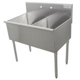 Advance Tabco 6-2-36 36" 2 Compartment Sink w/ 18"L x 21"W Bowl, 14" Deep, 36" Width, Tubular Legs, Stainless Steel