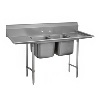 Advance Tabco 9-22-40-18RL 81" 2 Compartment Sink w/ 20"L x 20"W Bowl, 12" Deep, Stainless Steel
