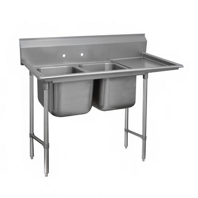 Advance Tabco 9-22-40-36R 85" 2 Compartment Sink w/ 20"L x 20"W Bowl, 12" Deep, Stainless Steel