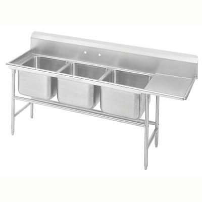 Advance Tabco 9-23-60-18R 89" 3 Compartment Sink w/ 20"L x 20"W Bowl, 12" Deep, Stainless Steel