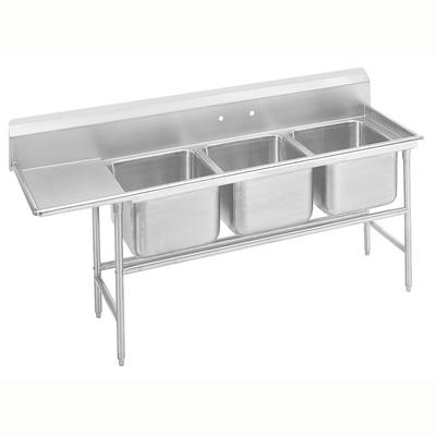 Advance Tabco 9-23-60-36L 107" 3 Compartment Sink w/ 20"L x 20"W Bowl, 12" Deep, Stainless Steel