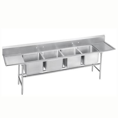 Advance Tabco 9-24-80-18RL 126" 4 Compartment Sink w/ 20"L x 20"W Bowl, 12" Deep, Stainless Steel