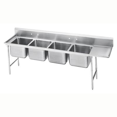 Advance Tabco 9-24-80-36R 129" 4 Compartment Sink w/ 20"L x 20"W Bowl, 12" Deep, Stainless Steel
