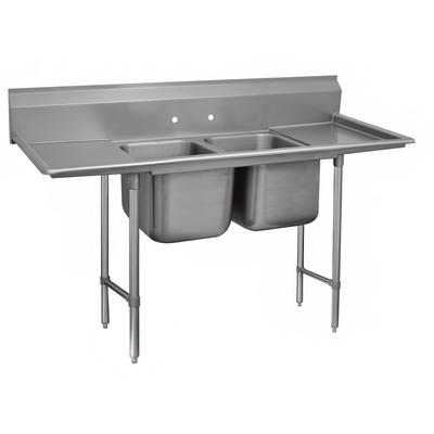 Advance Tabco 93-22-40-18RL 81" 2 Compartment Sink w/ 20"L x 20"W Bowl, 12" Deep, Stainless Steel