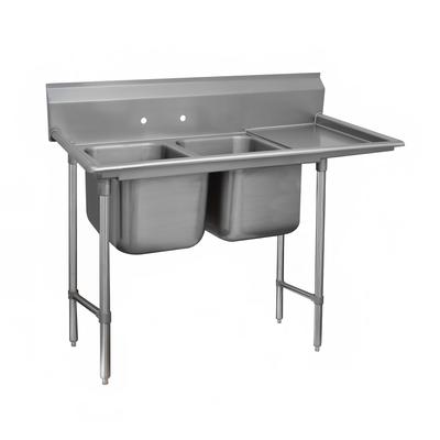 Advance Tabco 93-2-36-36R 77" 2 Compartment Sink w/ 16"L x 20"W Bowl, 12" Deep, Stainless Steel