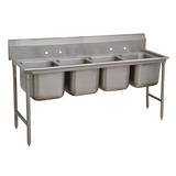 Advance Tabco 93-4-72-18RL 110" 4 Compartment Sink w/ 16"L x 20"W Bowl, 12" Deep, Stainless Steel