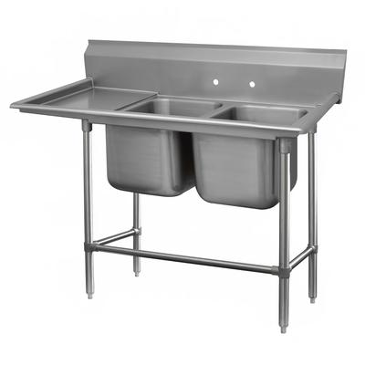 Advance Tabco 94-22-40-36L 85" 2 Compartment Sink w/ 20"L x 20"W Bowl, 14" Deep, Stainless Steel