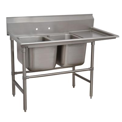 Advance Tabco 94-2-36-18R 59" 2 Compartment Sink w/ 16"L x 20"W Bowl, 14" Deep, Stainless Steel