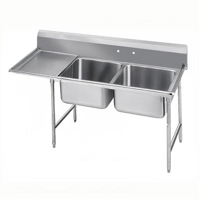 Advance Tabco 94-2-36-36L 77" 2 Compartment Sink w/ 16"L x 20"W Bowl, 14" Deep, Stainless Steel