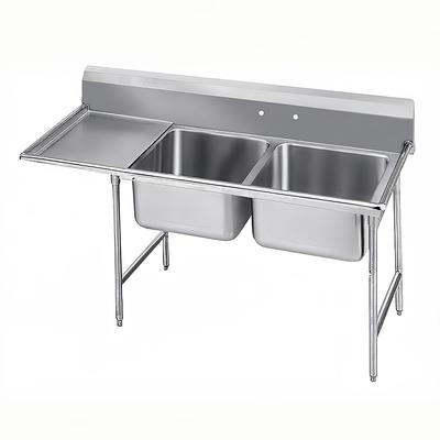 Advance Tabco 94-42-48-24L 81" 2 Compartment Sink w/ 24"L x 24"W Bowl, 14" Deep, Stainless Steel