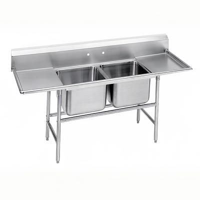 Advance Tabco 94-42-48-36RL 125" 2 Compartment Sink w/ 24"L x 24"W Bowl, 14" Deep, Stainless Steel