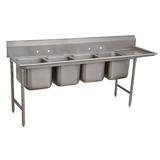 Advance Tabco 9-4-72-18R Regaline 95" 4 Compartment Sink w/ 16"L x 20"W Bowl, 12" Deep, Stainless Steel