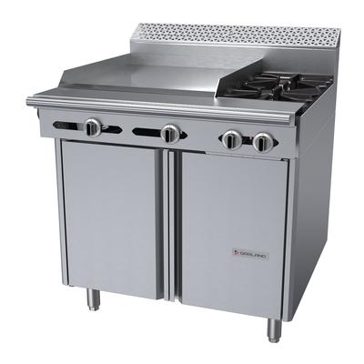 Garland C36-2-1S 36" 2 Burner Commercial Gas Range w/ Griddle & Storage Base, Natural Gas, Stainless Steel, Gas Type: NG