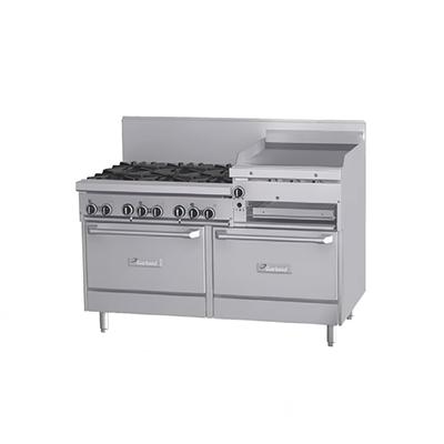 Garland GFE60-6R24RR 60" 6 Burner Commercial Gas Range w/ Griddle/Broiler & (2) Standard Ovens, Liquid Propane, Stainless Steel, Gas Type: LP