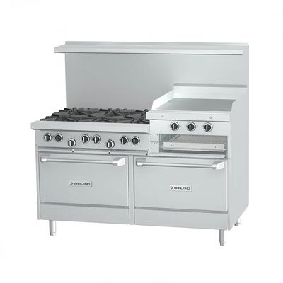 Garland U60-6R24RR NG 60" 6 Burner Commercial Gas Range w/ Griddle/Broiler & 2 Standard Ovens, Natural Gas, Stainless Steel, Gas Type: NG