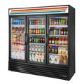 True GDM-72-HC~TSL01 78" 3 Section Glass Door Merchandiser, (3) Left/Right Hinge Doors, Black, 115v, LED Lighting, 72 Cu. Ft | True Refrigeration