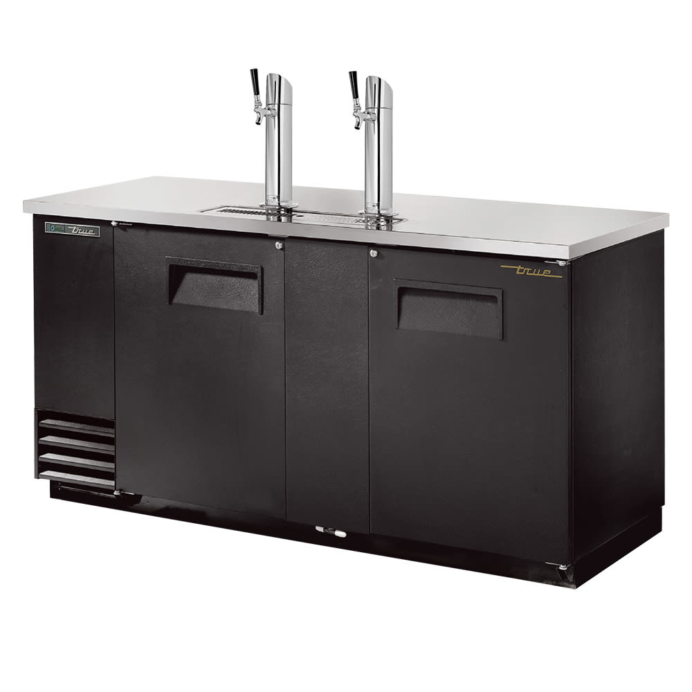 True TDD-3-HC 69" Kegerator Commercial Beer Dispenser w/ 3 Keg Capacity - 3 Columns, Black, 115v, 2 Towers & 2 Taps | True Refrigeration