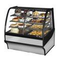 True TDM-DZ-48-GE/GE-S-S 48 1/4" Full Service Dual Zone Bakery Case w/ Curved Glass - (4) Levels, 115v, Silver | True Refrigeration