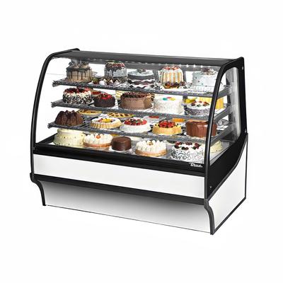 True TDM-R-59-GE/GE-S-W 59 1/4" Full Service Bakery Case w/ Curved Glass - (4) Levels, 115v, Silver | True Refrigeration