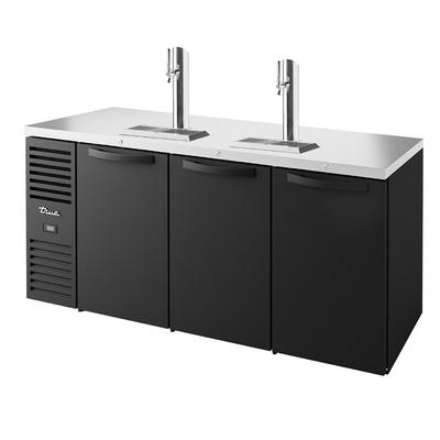 True TDR72-RISZ1-L-B-SSS-1 72" Kegerator Commercial Beer Dispenser w/ (3) Keg Capacity - (2) Columns, Black, 120v, 2 Beer Columns | True Refrigeration