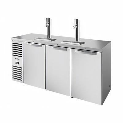 True TDR84-RISZ1-L-S-SSS-1 84" Kegerator Commercial Beer Dispenser w/ 3 Keg Capacity - 3 Column, Stainless, 115v, 2 Column, Stainless Steel
