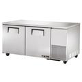 True TUC-67F-HC 67" W Undercounter Freezer w/ (2) Sections & (2) Doors, 115v, Silver | True Refrigeration