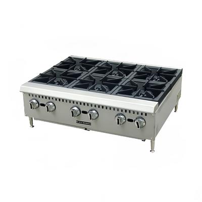 Black Diamond BDCTH-36 6 Burner Countertop Hotplate - Heavy Duty, 150,000 BTU, Stainless Steel, Convertible, 36